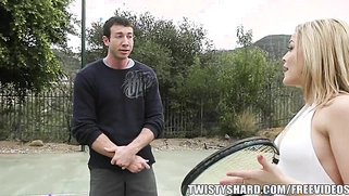 Big booty blond gets fucked after tennis