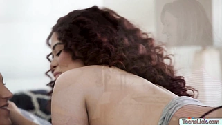 Licking the hairy pussy of my horny friend