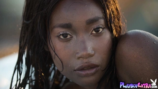 Ebony teen shows her sweaty black pussy