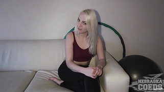 Blonde Masturbates with Rabbit Dildo