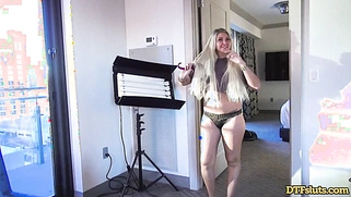 Blonde Teen Kitty Sucks Dick and Gets a Toy in Her Ass
