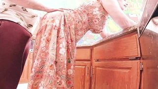 Big Natural Tits Stepmother Fucked While Doing The Dishes