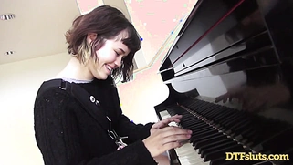 Yhivi shows off piano skills followed by rough sex and cum over her face