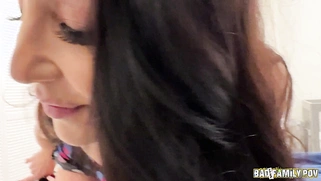 A horny stepmom can't resist her stepson's morning boner.
