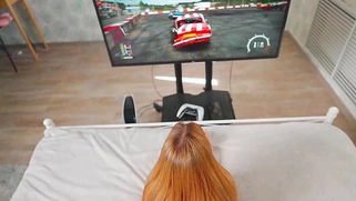 Petite Busty Redhead Teen Ass Fucked While Gaming