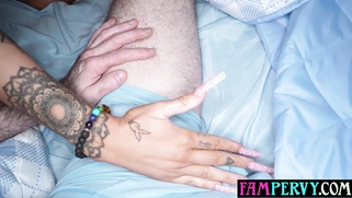 Teen MJ asks stepbro to feed her pussy