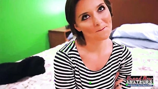 Petite Brunette Kylie Sucks A Big Cock And Gets Her Tight Ass Fucked!