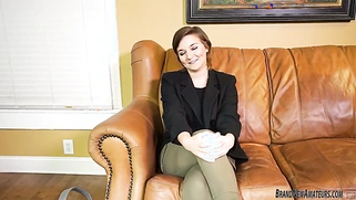 Bigtit amateur teen Kylie masturbating on a casting couch