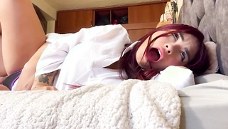 Sexy Busty Redhead Stepsister Shared Bed Gets Fucked And Facialized