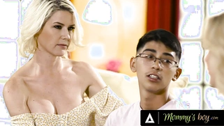 Hot Blonde Stepmoms Kayla Paige and Kit Mercer Fight Over Their Stepson's Big Cock!