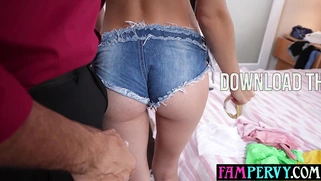 Stepdad sniffing and fucking a teen cunt
