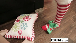 Vanessa allowing Santa to fill her constricted, moist pussy