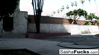 In the boiler room, seductive Sasha fulfills her fantasy.