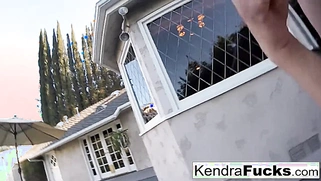 Penny Pax and attractive Kendra Cole frolic outside