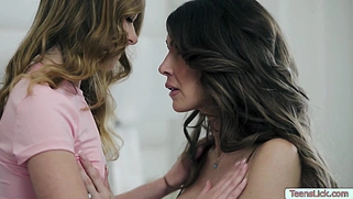 Naughty teacher tastes the pussy of teen student