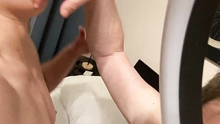 Big ass German wife getting shared cum in mouth