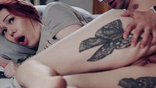 Sexy Busty Redhead Stepmother Shares Bed Gets Fucked Hard