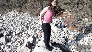 Naked Beach Masturbation with Dildo