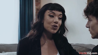 She is making her stepson cum inside her