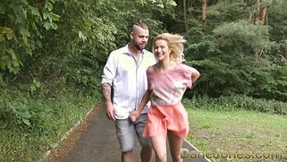 Naughty blonde gets ass eaten in secret outdoor blowjob and fuck
