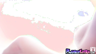 Bubble covered sexbomb reveals her pussy