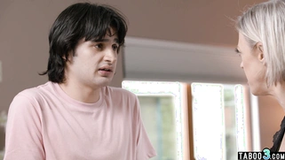 Mature stepmother catches spying stepson