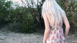Blonde Beach Orgasm at Sunset