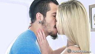 Fucked with a mouthful of spunk for blonde Kenzie Kai