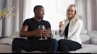 Blonde MILF Brandi Love sucking the huge black prick