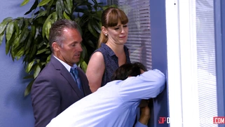 Busty blonde Natasha Nice bowjobs to the base of the shaft