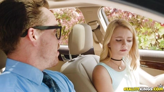 Blonde teen Riley Star tries to pass the driver exam