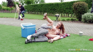 Busty Alessandra Jane got pussy pounded in the park