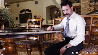 Ariella Ferrera sucks cock under the table and her son is none the wiser