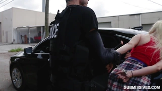 Blonde teen Mila Marx was caught by the policeman