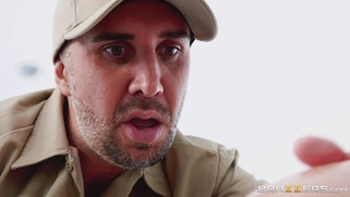 Kelsi Monroe teasing Keiran Lee with her nice round butt