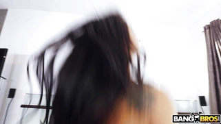 Teen Gina Valentina rides the huge black anaconda