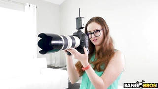 Blonde teen Alexa Grace sucks the enormous snake