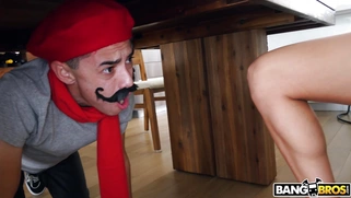 Anissa Kate handjobs her pupil and his mom is none the wiser