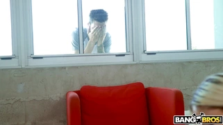 Victoria June and her friend doing sport exercises