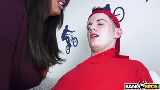 British mom Ava Koxxx sucks her stepson's cock