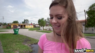 19yo Alex Blake rides the bike and flashes her ass