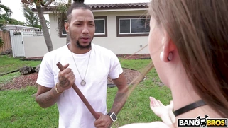 19yo Alex Blake rides the bike and flashes her ass