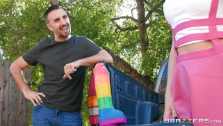 Kali Roses demonstrates how she rides the dildo to Keiran