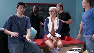 Busty gal Alexis Monroe seducing classmates at school