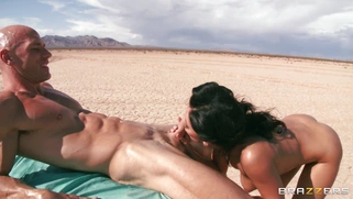 Rachel Starr sucks, strokes and tit fucks hard rod