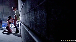 Kendra Lust sucking hard dick in an empty warehouse