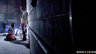 Kendra Lust sucking hard dick in an empty warehouse