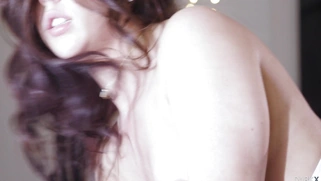 Brunette Whitney Wright rides the big ebony shaft