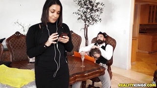 Lena Paul sucks Charles Dera behind his wife's back