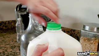 Ariella Ferrera seduces her neighbor’s son Juan in the kitchen